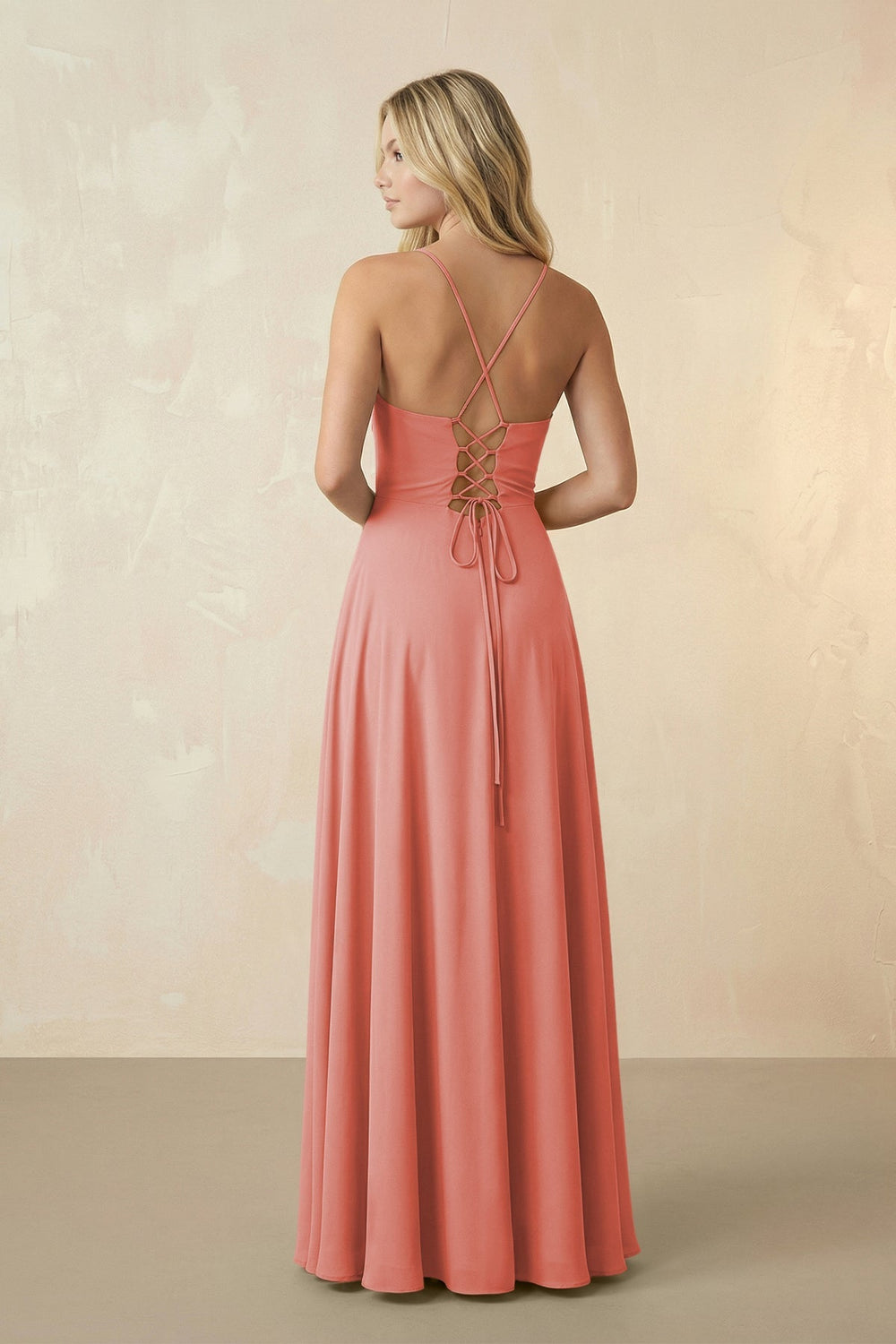 Spaghetti Straps Chiffon A-Line Bridesmaid Dress in Mulberry - KissProm BRIDESMAID DRESSES