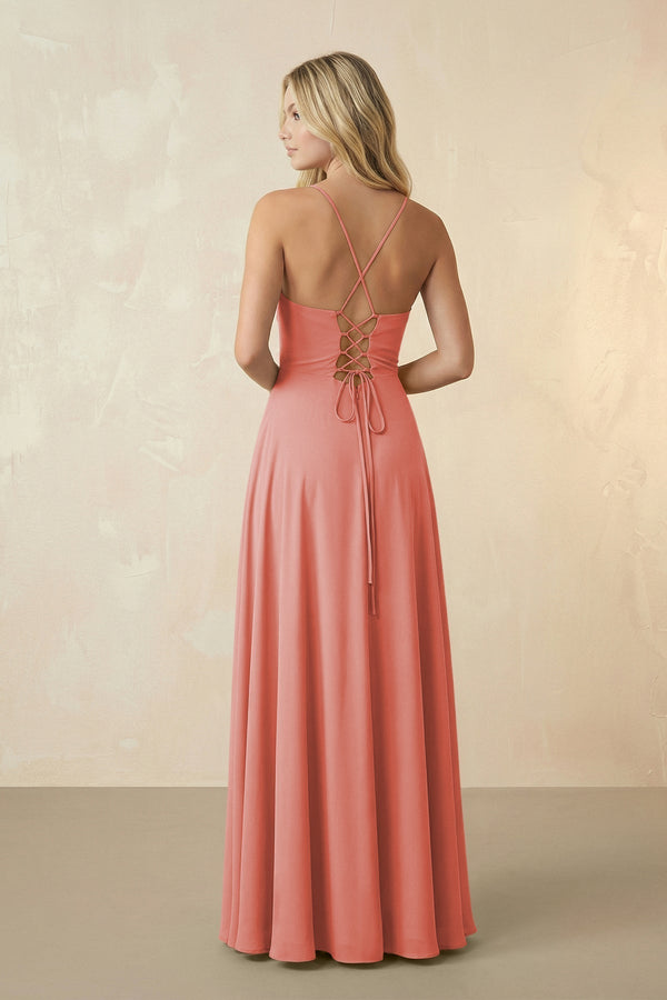 Spaghetti Straps Chiffon A-Line Bridesmaid Dress in Mulberry - KissProm BRIDESMAID DRESSES
