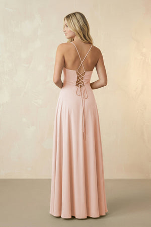 Spaghetti Straps Chiffon A-Line Bridesmaid Dress in Pale Blush - KissProm BRIDESMAID DRESSES