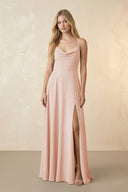 Spaghetti Straps Chiffon A-Line Bridesmaid Dress in Pale Blush - KissProm BRIDESMAID DRESSES