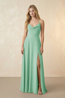 Spaghetti Straps Chiffon A-Line Bridesmaid Dress in Pale Pistachio - KissProm BRIDESMAID DRESSES