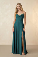 Spaghetti Straps Chiffon A-Line Bridesmaid Dress in Pine - KissProm BRIDESMAID DRESSES