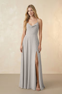 Spaghetti Straps Chiffon A-Line Bridesmaid Dress in Silver - KissProm BRIDESMAID DRESSES