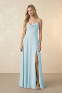 Spaghetti Straps Chiffon A-Line Bridesmaid Dress in Sky Blue - KissProm BRIDESMAID DRESSES