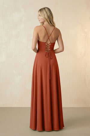 Spaghetti Straps Chiffon A-Line Bridesmaid Dress in Spice - KissProm BRIDESMAID DRESSES