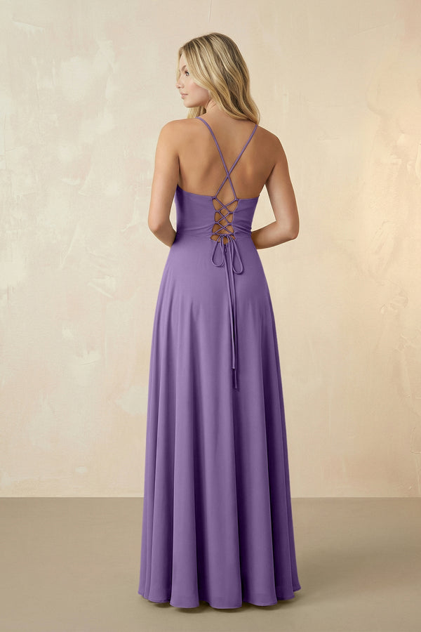 Spaghetti Straps Chiffon A-Line Bridesmaid Dress in Tahiti - KissProm BRIDESMAID DRESSES