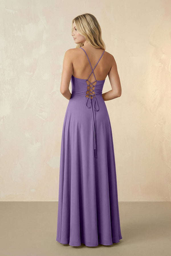 Spaghetti Straps Chiffon A-Line Bridesmaid Dress in Tahiti - KissProm BRIDESMAID DRESSES