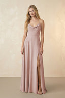 Spaghetti Straps Chiffon A-Line Bridesmaid Dress in Toffee - KissProm BRIDESMAID DRESSES