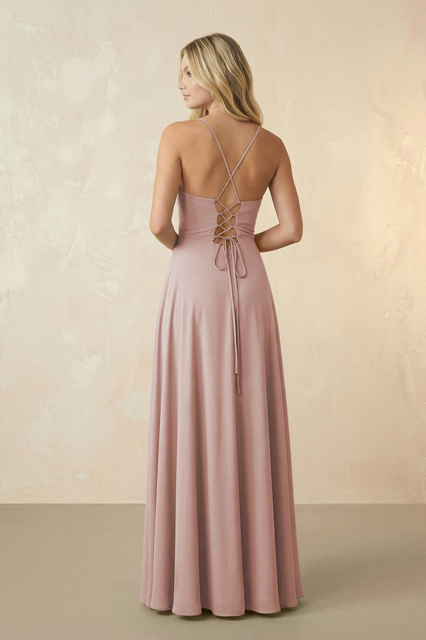 Spaghetti Straps Chiffon A-Line Bridesmaid Dress in Toffee - KissProm BRIDESMAID DRESSES