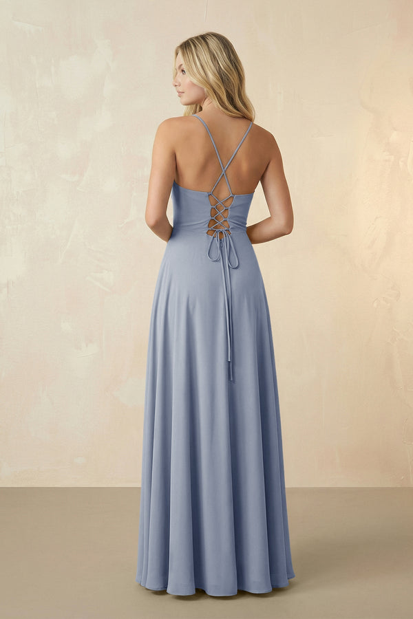 Spaghetti Straps Chiffon A-Line Bridesmaid Dress in Twilight - KissProm BRIDESMAID DRESSES