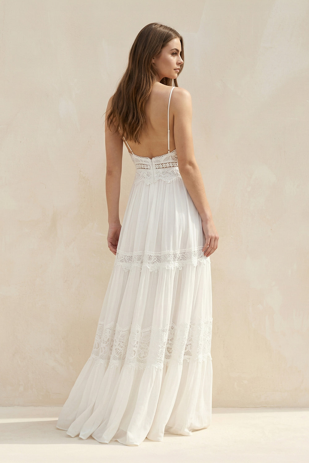 Spaghetti Sleeveless Chiffon Beach Boho Wedding Dress – Wedding Dresses by KissProm | Available at KissProm