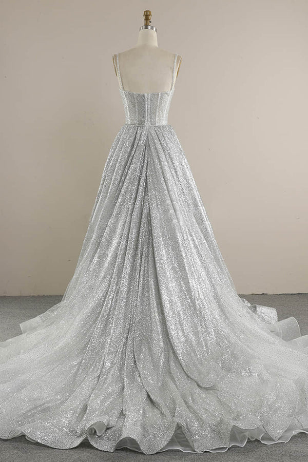 Liva | Spaghetti Straps Sequins A-line Sparkly Wedding Dress Bridal Gown