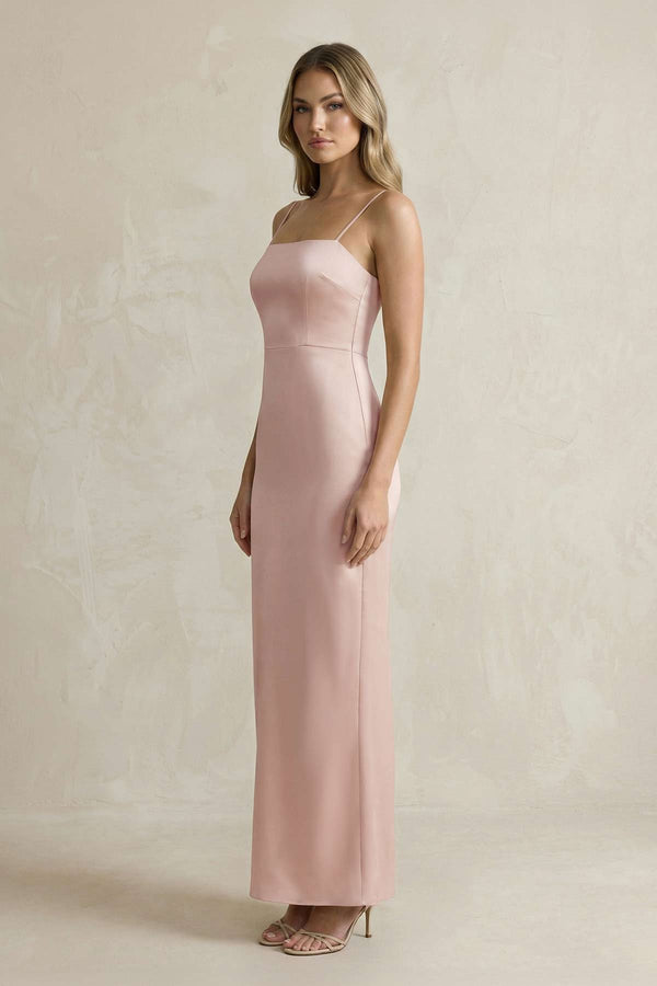 Spaghetti Straps Sheath Bridesmaid Dress in English Rose - KissProm Bridesmaid Dresses