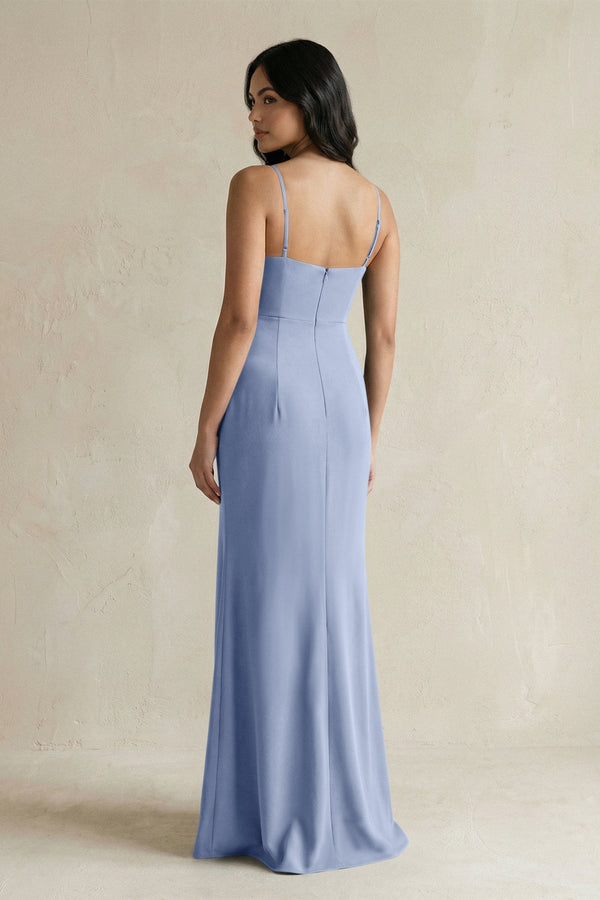 mist blue bridesmaid dresses Dusty Blue Chiffon Shoulder Tie Sweetheart Empire Bridesmaid Dress main image 0