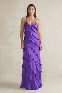 Spaghetti Straps Sheath Stain Ruffled Bridesmaid Dress in Tahiti - KissProm Bridesmaid Dresses