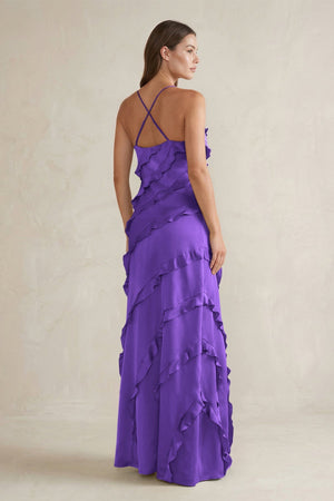 Spaghetti Straps Sheath Stain Ruffled Bridesmaid Dress in Tahiti - KissProm Bridesmaid Dresses