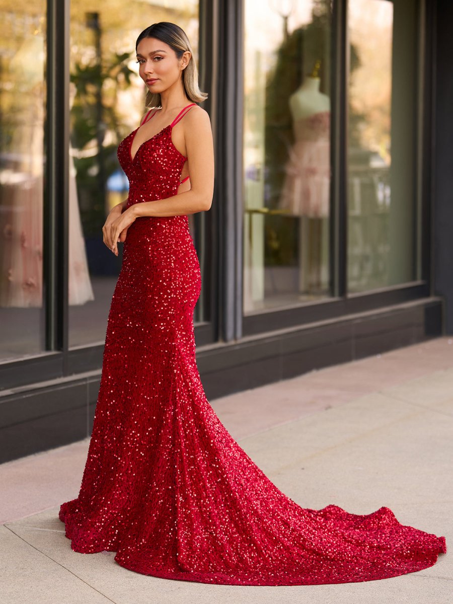 Sparkly Blue Mermaid Sequins Long Backless Prom Dress Blue / 00 Sparkly Blue Mermaid Sequins Long Backless Prom Dress Blue / 00