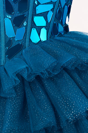 Sparkly Peacock Sweetheart A-Line Tulle Tiered Homecoming Dress- KissProm
