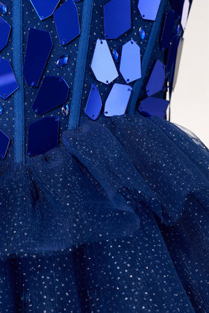 Sparkly Blue Sweetheart A-Line Tulle Tiered Homecoming Dress- KissProm