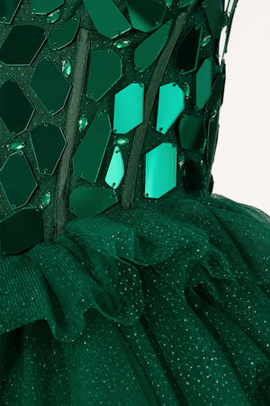 Sparkly Champagne Sweetheart A-Line Tulle Tiered Homecoming Dress