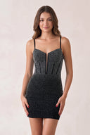 Black Bodycon Spaghetti Straps Homecoming Dress - KISSPROM