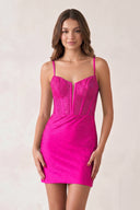 Fuchsia Bodycon Spaghetti Straps Homecoming Dress - KISSPROM