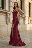 Sparkly Orange Sequins Mermaid Long Prom Dress – Dresses by KissProm | Available at KissProm