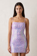 Sparkly Lavender Sequin Backless Bodycon Mini Party Dresses - KissProm
