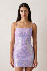 Sparkly Lavender Sequin Backless Bodycon Mini Party Dresses - KissProm