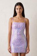 Sparkly Lavender Sequin Backless Bodycon Mini Party Dresses - KissProm