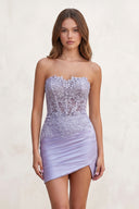 Lilac Sparkly Lilac Beaded Appliques Tight Short Homecoming Dress - KISSPROM