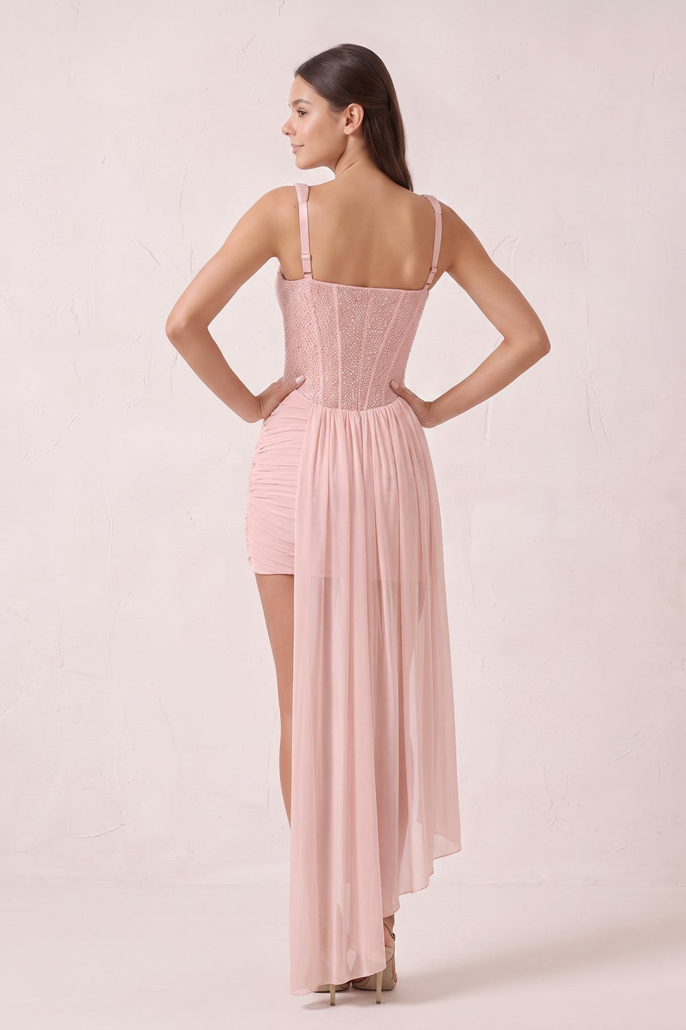Black Sparkly Sweetheart Corset Bodycon Tulle Homecoming Dress with Ribbon (3) | KISSPROM