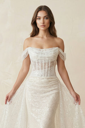 Mermaid Off the Shoulder Sequins Wedding Dresses – Wedding Dresses by KissProm | Available at KissProm