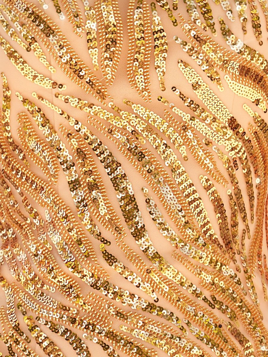 Sparkly Sheath Spaghetti Straps Gold Mini Party Dresses with Tassel