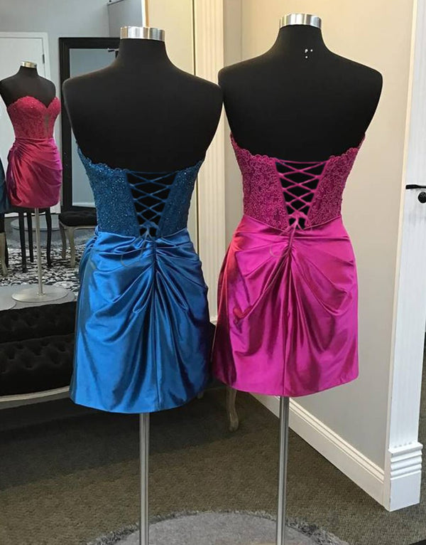 Sparkly Black Strapless Beaded Appliques Homecoming Dress