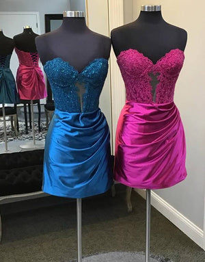 Sparkly Black Strapless Beaded Appliques Homecoming Dress