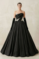 Sparkly Strapless Satin Ball Gown Wedding Dresss in Black - KissProm Wedding Dresses