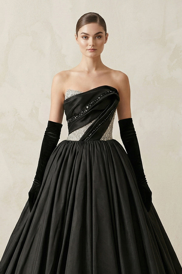 Sparkly Strapless Satin Ball Gown Maxi Dress in Black, Black / 18 Sparkly Strapless Satin Ball Gown Maxi Dress in Black, Black / 18