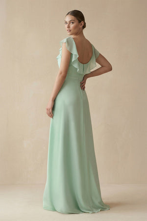 Square Neck A - Line Bridesmaid Dress with Ruffles - KissProm Bridesmaid Dresses
