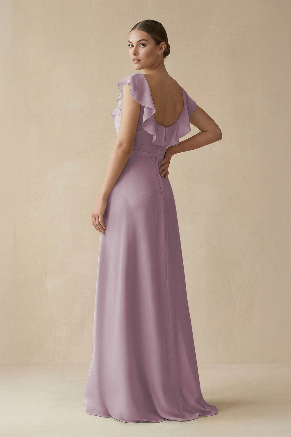Square Neck A - Line Bridesmaid Dress with Ruffles in Dusk - KissProm Bridesmaid Dresses