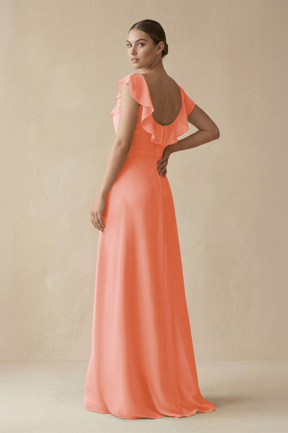 Square Neck A - Line Bridesmaid Dress with Ruffles in Rosette - KissProm Bridesmaid Dresses