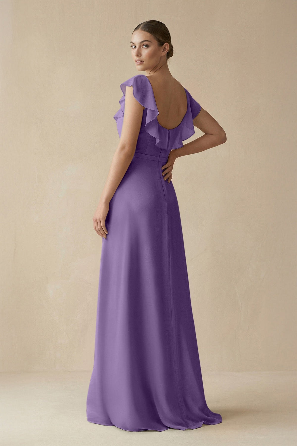 Square Neck A - Line Bridesmaid Dress with Ruffles in Tahiti - KissProm Bridesmaid Dresses