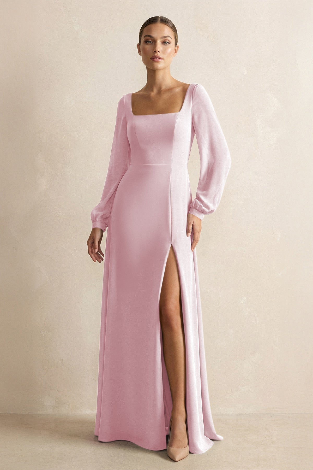 pink square neck long sleeve dress ASOS Design - Square Neck Long Sleeve Dress - Women - Polyester/Spandex - 12 US