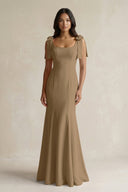 Square Neck Mermaid Bridesmaid Dress With Bow in Apple Cinnamon - KissProm Bridesmaid Dresses