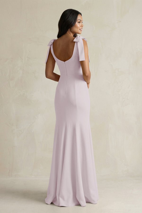 Square Neck Mermaid Bridesmaid Dress With Bow in Dusk - KissProm Bridesmaid Dresses