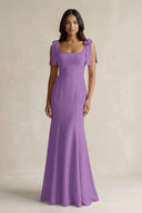 Square Neck Mermaid Bridesmaid Dress With Bow in Wisteria - KissProm Bridesmaid Dresses