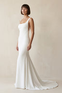 Miley | Long Square Neck Mermaid White Wedding Dress