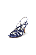 Square Open Toe Beaded Hollow Out Satin Prom Shoes - KissProm