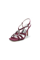 Square Open Toe Beaded Hollow Out Satin Prom Shoes - KissProm