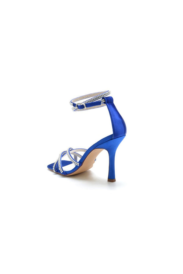 Square Open - Toe Beaded Strap Buckle Stiletto Heels - KissProm